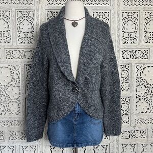 White Stag Grey Cardigan Sweater With Rhinestone‎ Embellished Snap Button Sz S